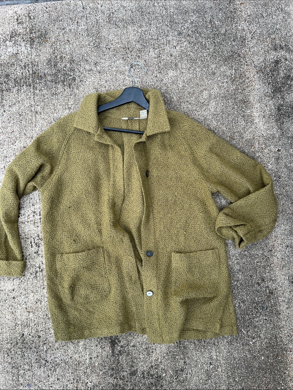 J. Jill Olive Green Teddy Bouclé Jacket with Patch Pockets